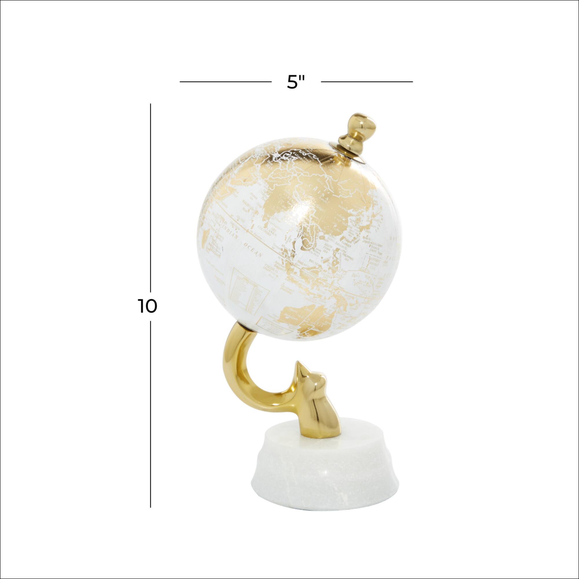 10" Gold Stoneware Coastal Globe
